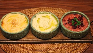 From Left: Hummus, Muttabal & Baba Ganouj